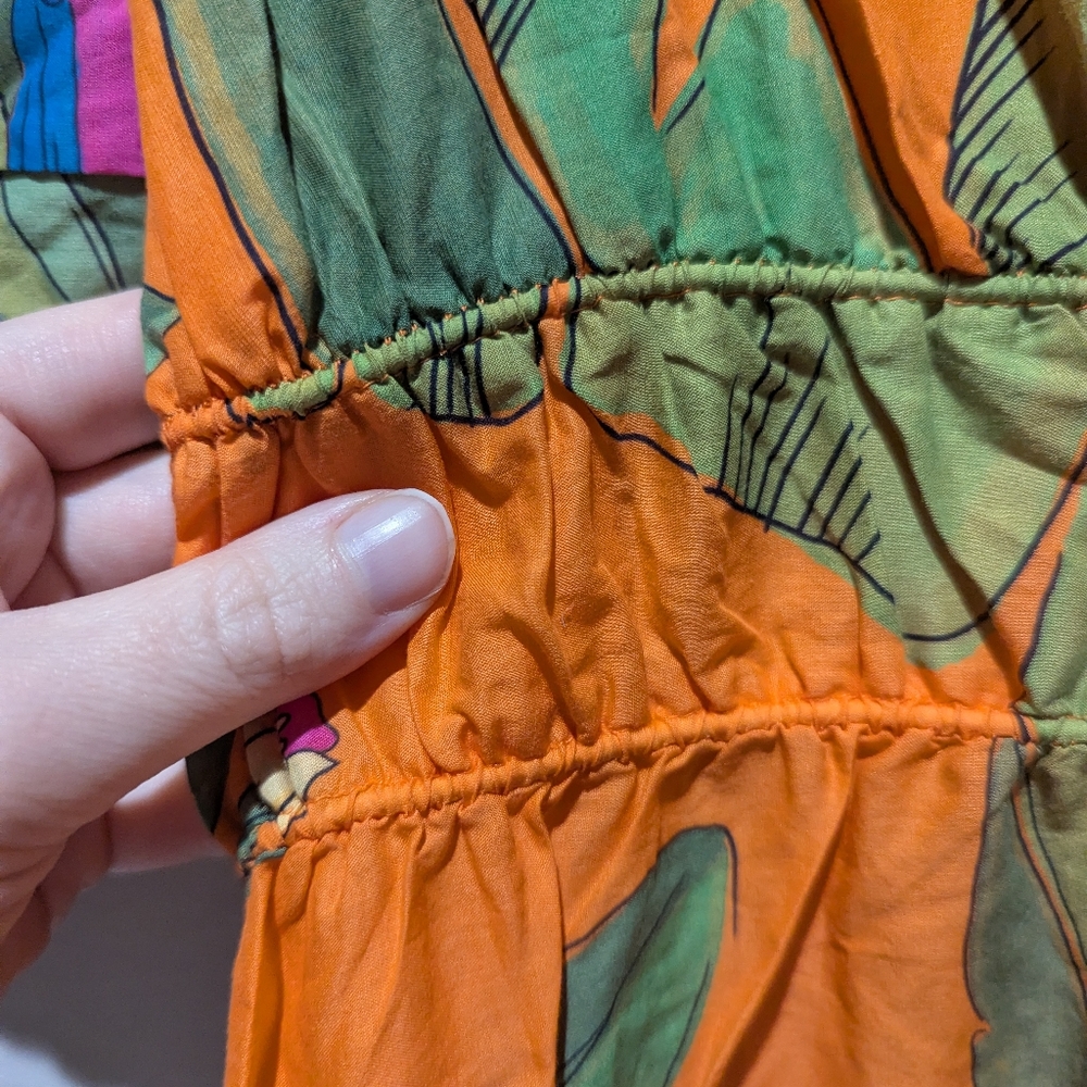 Farm Rio Fresh Macaws Orange Midi Dresss - Picture 5 of 8